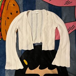 pink rose white cropped cardigan